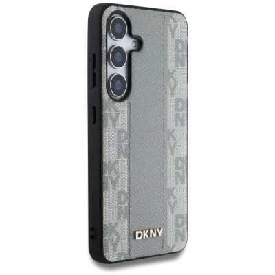 4. Etui DKNY Leather Checkered Pattern MagSafe do Samsung Galaxy S25 taupe