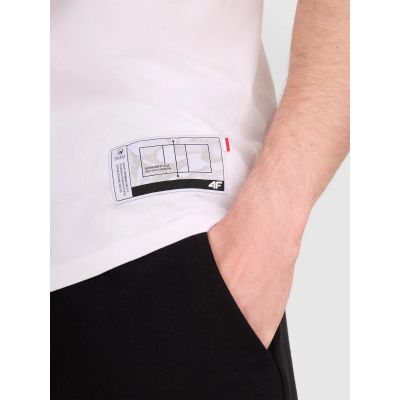 6. T-shirt regular z nadrukiem siatkarskim męski 4F 4FRAW25TTSHM3319-10S
