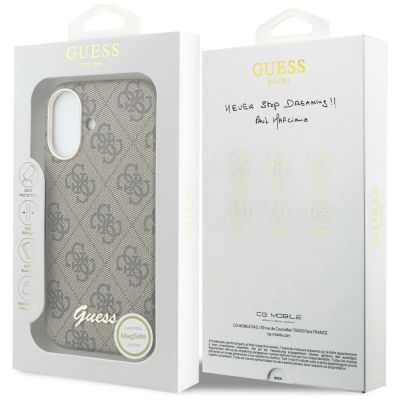 8. Etui Guess 4G Script MagSafe na iPhone 17 - brązowe
