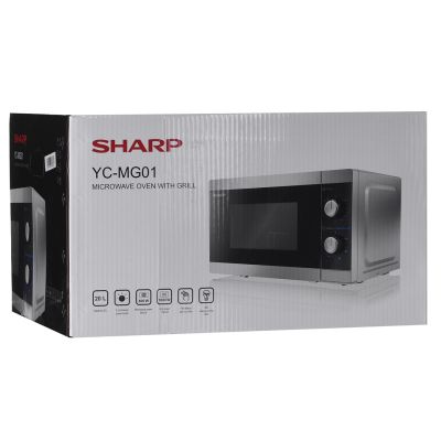 6. Kuchenka mikrofalowa SHARP YC-MG01E-S (800W; 20l; kolor srebrny)