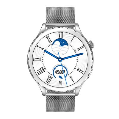 2. Smartwatch Damski Rubicon RNCF02-1 Srebrno-Srebrny + Czarny Silikonowy Pasek