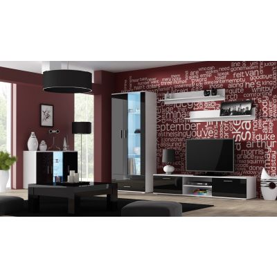 3. Komoda 120cm SOHO S7 biały/ czarny połysk