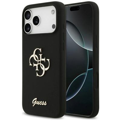 Etui Guess Silicone Big 4G Script na iPhone 17 Pro Max - czarne