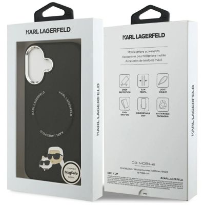 8. Etui Karl Lagerfeld Karl & Choupette Pins MagSafe do iPhone 17 - czarne