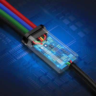 10. Baseus kabel przewód USB 4w1 2x Lightning / USB Typ C / micro USB w nylonowym oplocie 3.5A 1.2m czarny (CA1T4-A01)