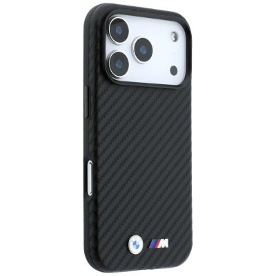 4. Etui BMW M Carbon Metal Logo MagSafe na iPhone 17 Pro Max / 18 Pro Max - czarne