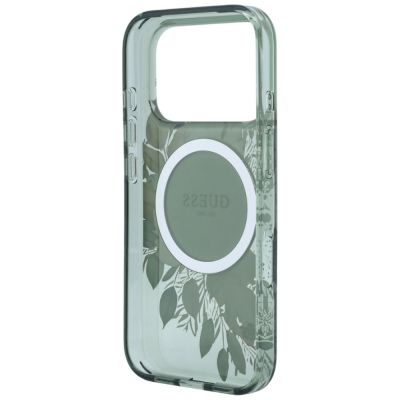 6. Etui Guess IML Flowers Pearl Strap MagSafe na iPhone 18 Pro / 17 Pro - zielone
