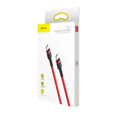 12. Kabel Baseus CATKLF-H09 USB-C - USB-C PD QC 60W 3A 480Mb/s 2m - czerwony