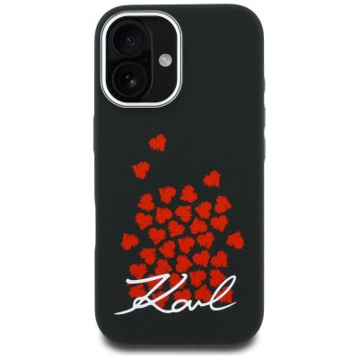 3. Etui Karl Lagerfeld Silicone Heart Sign Logo MagSafe na iPhone 16 - czarne