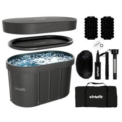 12. VIRTUFIT WANNA LODOWA OWALNA 500 LITRÓW ANTRACYT Z AKCESORIAMI