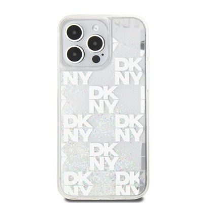 3. Etui DKNY Liquid Glitter Multilogo na iPhone 15 Pro Max - białe