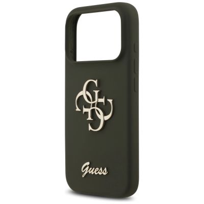 6. Etui Guess Silicone Big 4G Script na iPhone 17 Pro Max - zielone