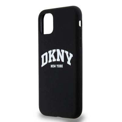 2. Etui DKNY Liquid Silicone White Printed Logo MagSafe na iPhone 11 / Xr - czarne