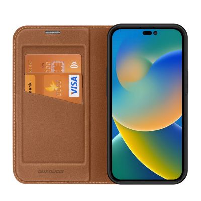 3. Dux Ducis Skin X2 etui do iPhone 14 Pro pokrowiec z magnetyczną klapką brązowy