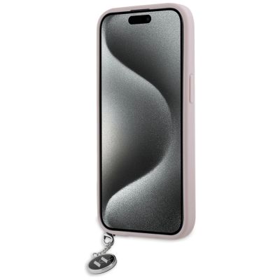 5. Etui Karl Lagerfeld Saffiano Rhinestones & Charm na iPhone 15 / 14 / 13 - różowe