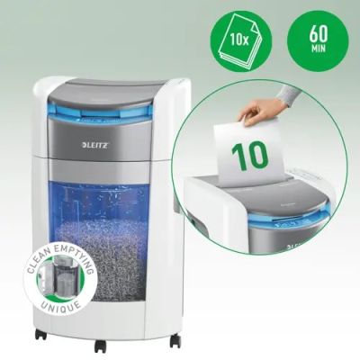 11. Niszczarka Leitz IQ Optimax AutoFeed 300, P4, 300 kartek, 25 l kosz
