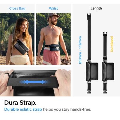 6. Torba Spigen Aqua Shield A621 wodoodporna biodrowa + etui unoszące się na wodzie - czarne