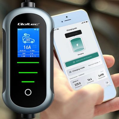 6. Qoltec Mobilna ładowarka do samochodu elektrycznego EV i hybryd z regulacją 2w1 Typ2 | 7kW | 230V | CEE 32A | Wi-fi | TUYA | SMART LIFE | LCD | Przenośna | Wallbox | 5m