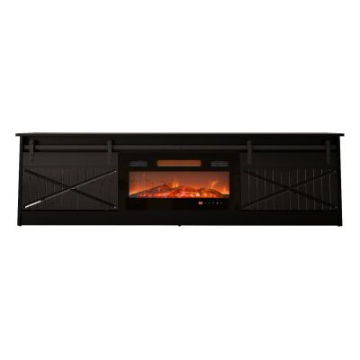 6. Szafka RTV GRANERO+kominek 200x56,7x35 czarny/czarny poł