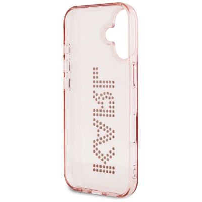 7. Etui Karl Lagerfeld IML Rhinestones Logo na iPhone 16 - różowe
