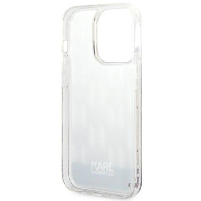 7. Etui Karl Lagerfeld Liquid Glitter Monogram na iPhone 14 Pro - srebrne