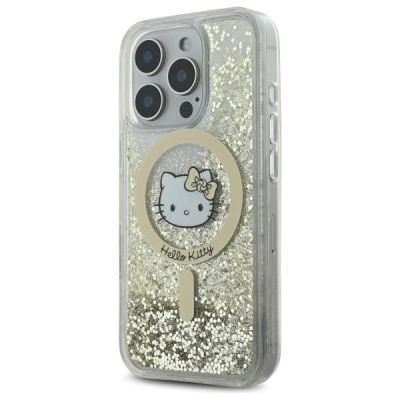 2. Etui Hello Kitty Liquid Glitter Fever MagSafe na iPhone 16 Pro - złote