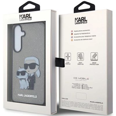 8. Etui Karl Lagerfeld Glitter Karl&Choupette na Samsung Galaxy S24+ - czarne