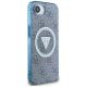 4. Etui Guess IML Metal Glitter 4G Circle Triangle MagSafe na iPhone 16e - niebieskie