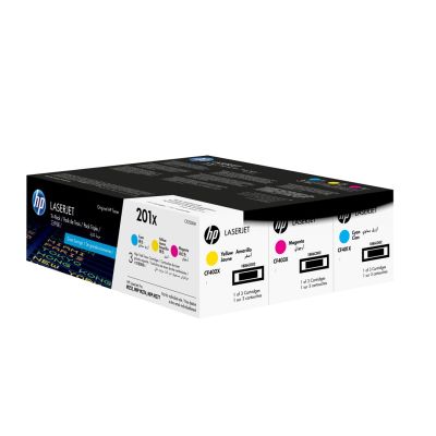 90. HP 201X – zestaw 3 oryginalnych wkładów z tonerem LaserJet XL, błękitny/purpurowy/żółty