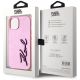 8. Etui Karl Lagerfeld Wrinkled Metal Signature na iPhone 15 - różowe