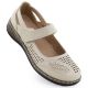 Półbuty damskie na rzep ażurowe beżowe Unisoft 7026