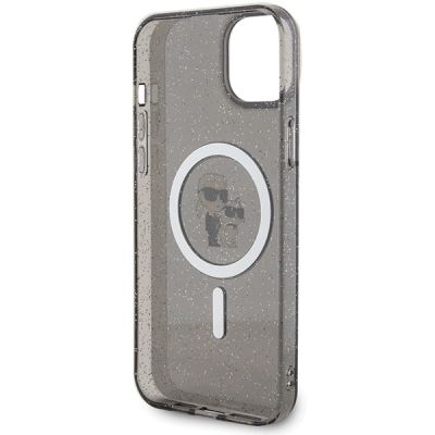 7. Etui Karl Lagerfeld Karl&Choupette Glitter MagSafe na iPhone 15 - czarne