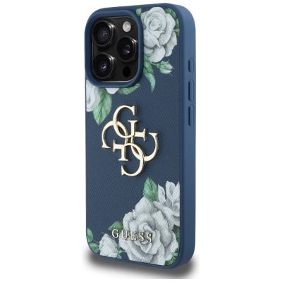 2. Etui Guess Grained Roses Big 4G logo na iPhone 16 Pro Max - niebieskie