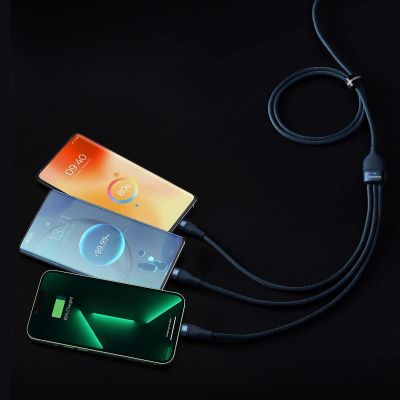 9. Baseus Flash Series II kabel USB Typ C / USB Typ C / Lightning / micro USB 100 W 1,5 m niebieski (CASS030203)