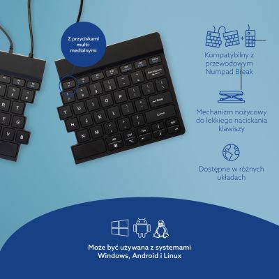 21. R-Go Tools Ergonomiczna klawiatura R-Go Split Break v2 z oprogramowaniem break, QWERTY_US, przewodowa, czarna