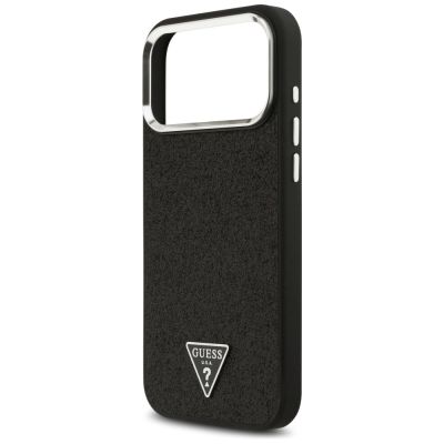 6. Etui Guess Glitter Triangle Logo MagSafe do iPhone 17 Pro Max - czarne