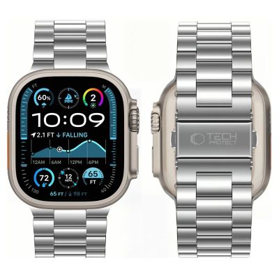 3. Bransoleta Tech-Protect Stainless na Apple Watch 44 / 45 / 46 / 49 mm - srebrna