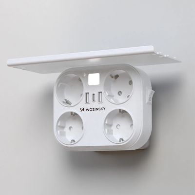 4. Rozgałęźnik sieciowy Wozinsky WRS-2B 4x AC 2x USB-A 2x USB-C 4000 W z lampką - biały