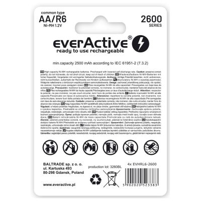 Zestaw akumulatorków everActive Professional line EVHRL6-2600 (2600mAh ; Ni-MH)