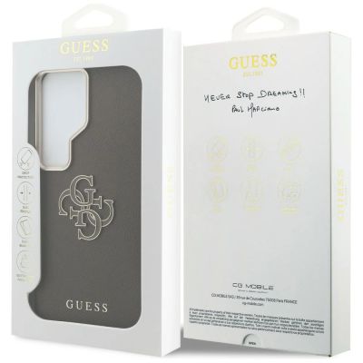 7. Etui Guess Grained Big 4G Metal Logo na Samsung Galaxy S26 Ultra - brązowe