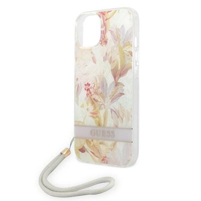 5. Etui Guess Flower Strap na iPhone 14 Plus - fioletowe