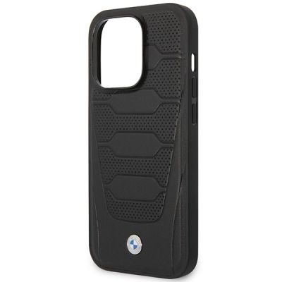 6. Etui BMW Leather Seats Pattern MagSafe na iPhone 14 Pro - czarne