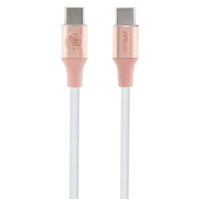3. Kabel Guess Ebossed Logo USB-C / USB-C 1.5m szybkie ładowanie - różowy