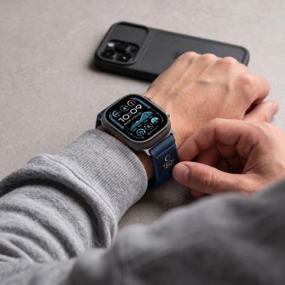 6. Pasek Tech-Protect Nylon Elite na Apple Watch 44 / 45 / 46 / 49 mm - granatowo-pomarańczowy
