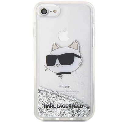 3. Etui Karl Lagerfeld Glitter Choupette Head na iPhone 7 / 8 / SE 2020 / SE 2022 - srebrne