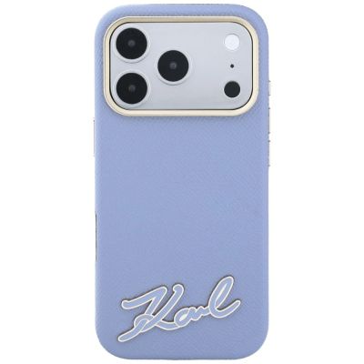 3. Etui Karl Lagerfeld Grained with Resin Signature Logo MagSafe na iPhone 18 Pro / 17 Pro - jasnoniebieskie