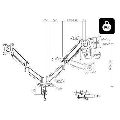 4. BLOW UCHWYT TV LCD HQ 17"-32" DO BIURKA Z PRZEGUBEM PODWÓJNY