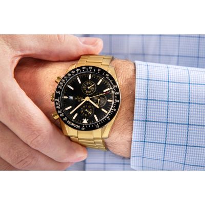 4. Zegarek Męski Giewont Chronograph Sapphire Złoto Czarny GW8720-B4