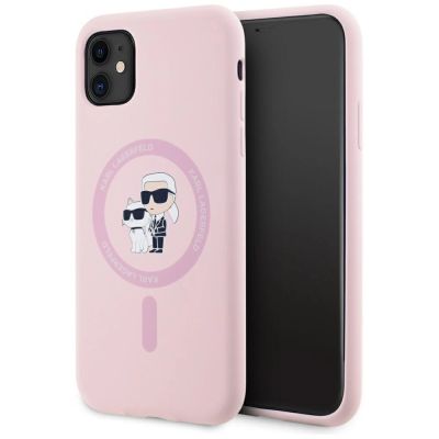 Etui Karl Lagerfeld Silicone Karl&Choupette MagSafe na iPhone 11 - różowe