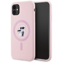 Etui Karl Lagerfeld Silicone Karl&Choupette MagSafe na iPhone 11 - różowe